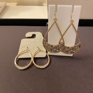 Gold-Tone Multicolor Crystal Teardrop Earrings